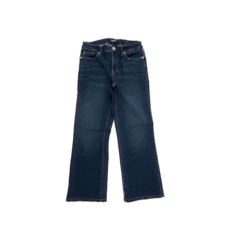 Chaps Mid‎ Rise Crop Kick Women's size 8 Dark Wash Blue Denim jeans